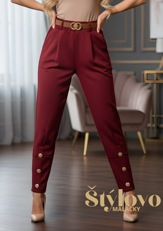Dámske nohavice s opaskom SIMA bordové.