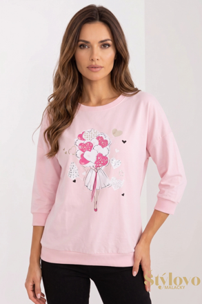 Dámske bavlnené tričko Megi Collection ružové s balónmi a srdiečkami.