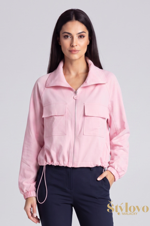 Dámska ružová krátka mikina Megi Collection na zips.