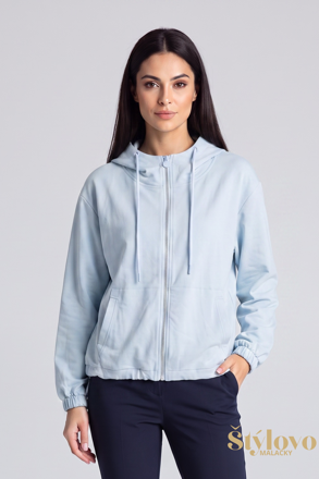 Dámska bledomodrá mikina Megi Collection s kapucňou na zips.