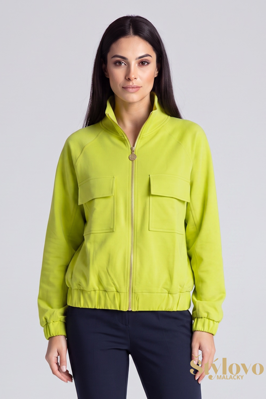 Dámska limetková mikina Megi Collection na zips.