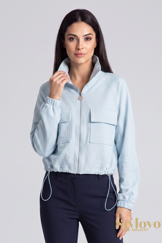 Dámska bledomodrá krátka mikina Megi Collection na zips.