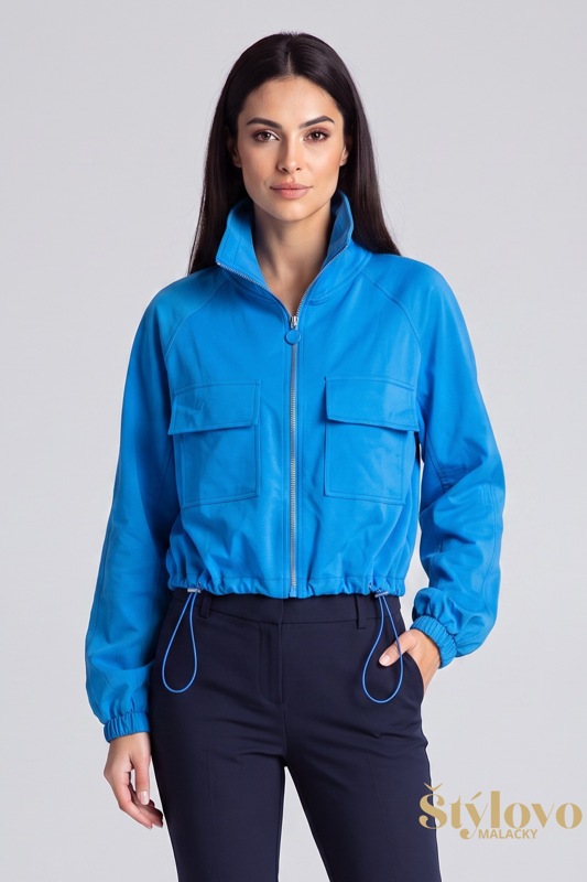 Dámska modrá krátka mikina Megi Collection na zips.