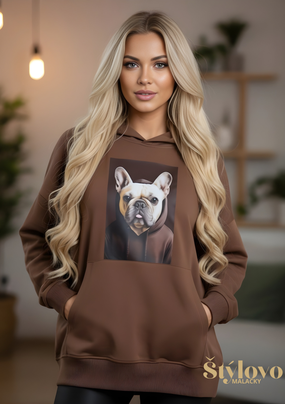 Megi Collection mikina buldoček čokoládová.