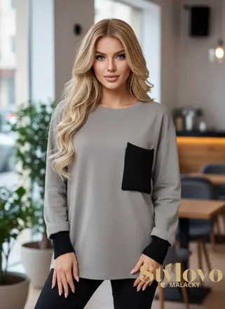 Megi Collection dámska mikina "vrecko" šedá.