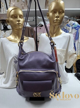 Kožená kabelka Massimo Contti fialová.