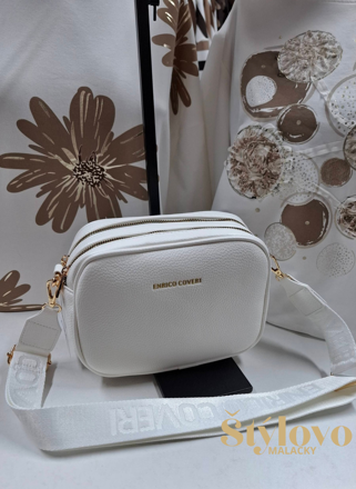 Dámska biela crossbody kabelka 2 komorová športovo-elegantná.
