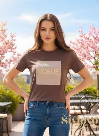 Čokoládové bavlnené tričko "VOGUE".