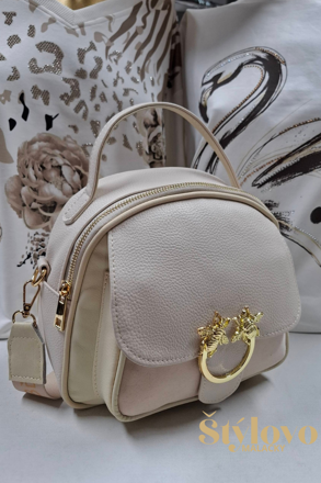 Dámska smotanová crossbody kabelka Elizabeth Canard s ozdobnou prackou.