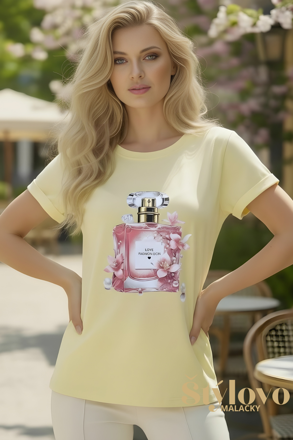 Dámske žlté tričko s parfumom.