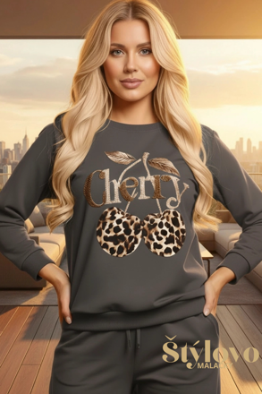 Dámske tričko Megi Collection tmavošedé „Cherry“.