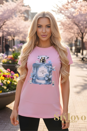 Dámske ružové tričko s parfumom.