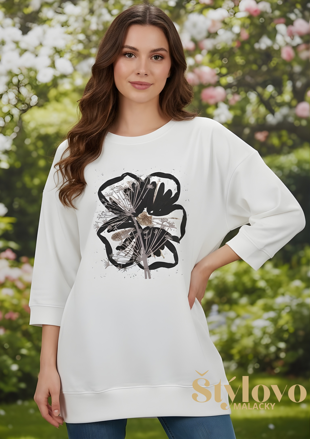 Megi Collection mikina molet "kvet2" biela.