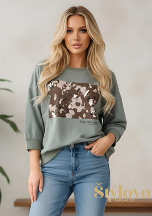 Megi Collection mikina "ART" zelená.