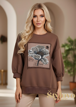 Megi Collection mikina "kvet" čokoládová.