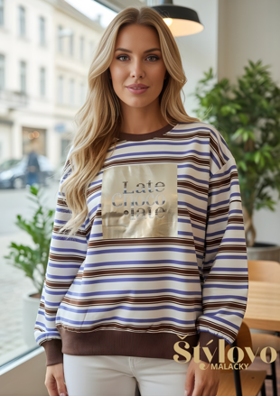 Megi Collection mikina "prúžky" fialová.