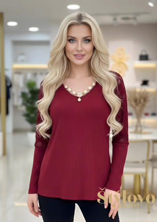 Dámsky top náhrdelník bordový.