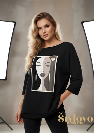 Megi Collection mikina “tvár2” čierna.