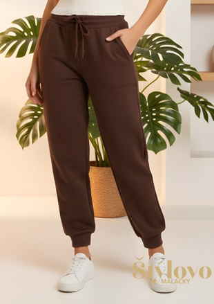 Bavlnené tepláky ELLA čokoládové.