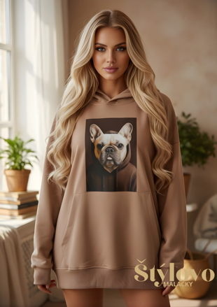 Megi Collection mikina buldoček béžová.