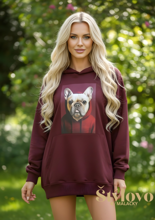Megi Collection mikina buldoček vínová.