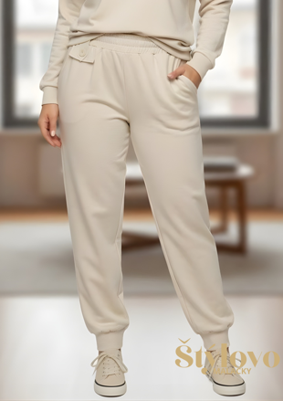 Megi Collection dámske tepláky smotanové.