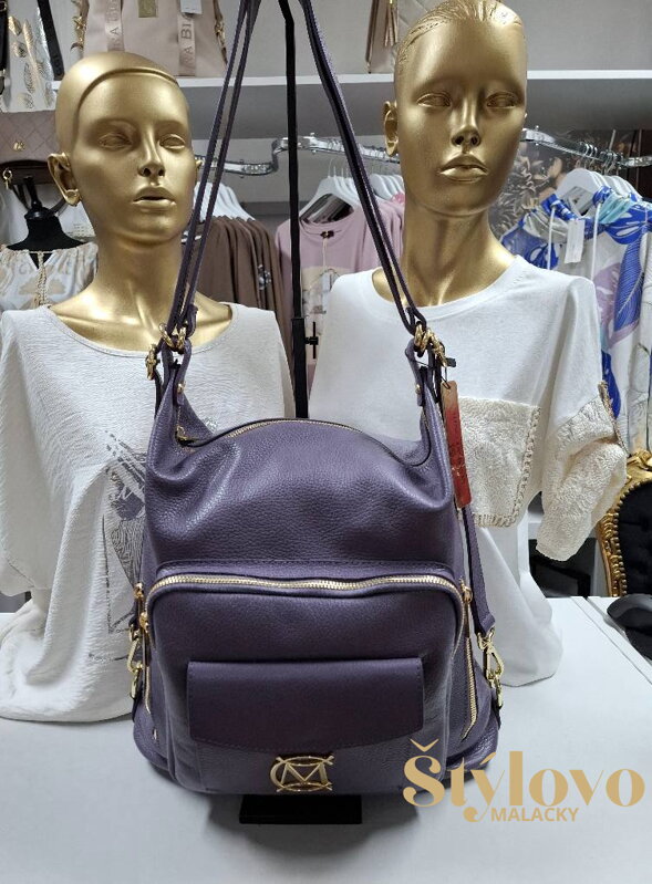 Kožená kabelka Massimo Contti fialová.