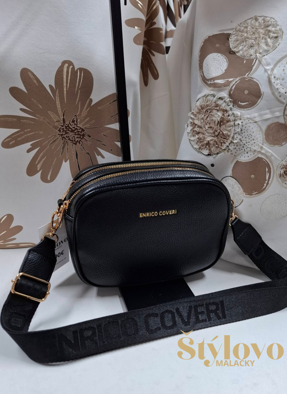 Dámska čierna crossbody kabelka 2 komorová športovo-elegantná.