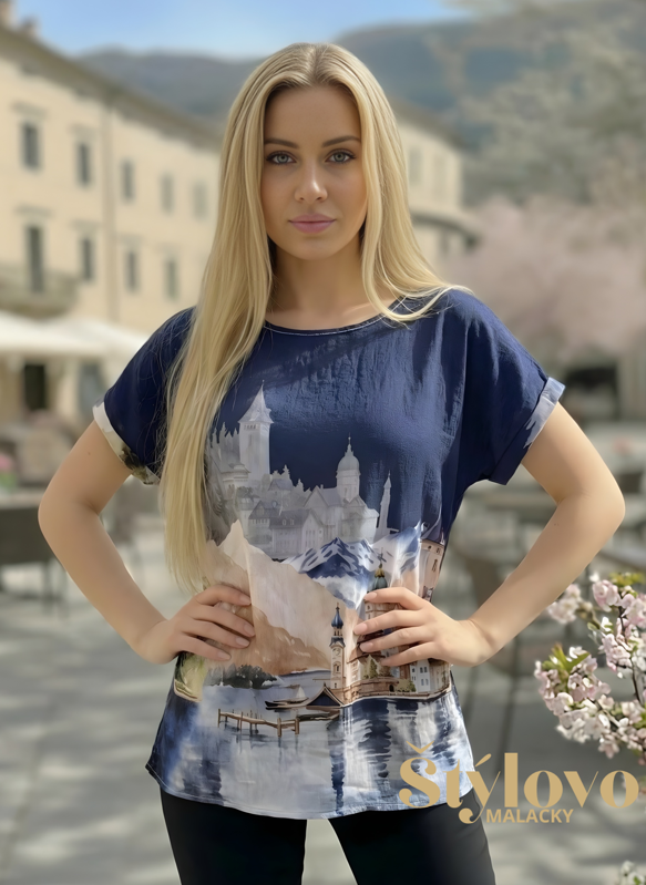 Dámsky tmavo modrý top "KRAJINA"