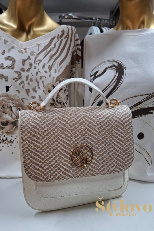 Dámska crossbody kabelka bielo-zlatá.