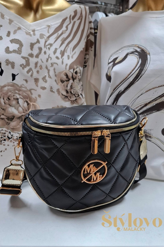 Dámska crossbody kabelka čierno-zlatá.
