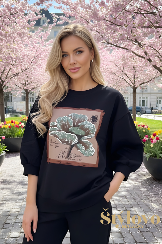 Megi Collection mikina "kvet" čierna.