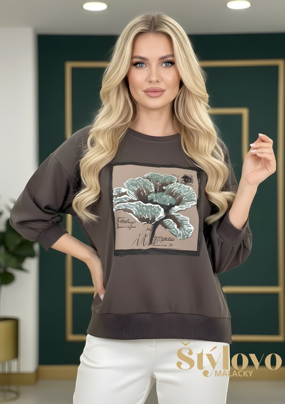 Megi Collection mikina "kvet" šedá.