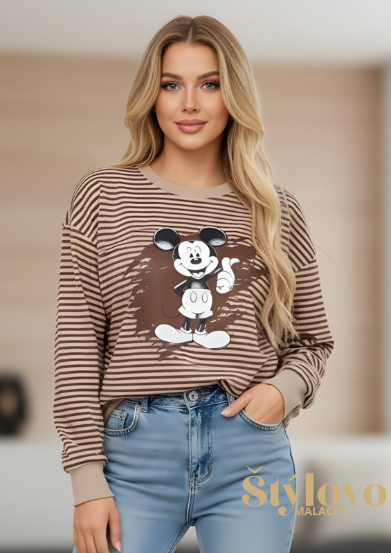 Megi Collection mikina "Mickey Mouse" čokoládová.
