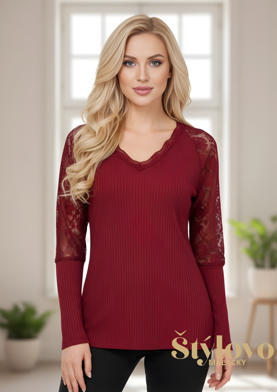 Dámsky top čipka bordový.