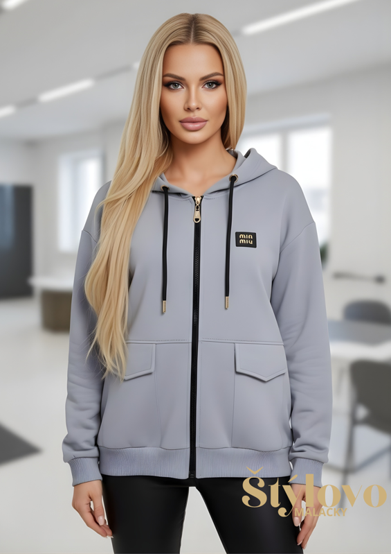 Dámska mikina s kapucňou šedá.