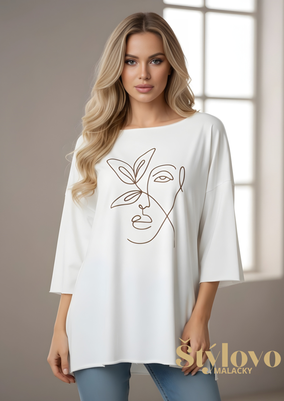 Megi Collection dámska mikina "tvár3" biela.