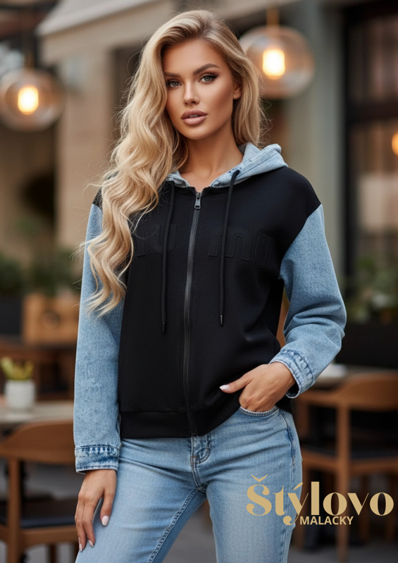 Megi Collection bunda čierna s kapucňou.