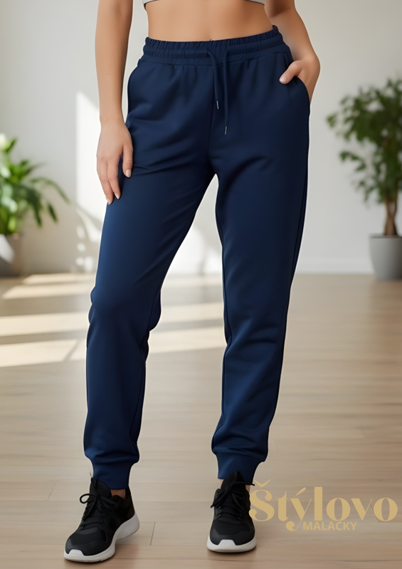 Bavlnené tepláky ELLA tmavomodré.