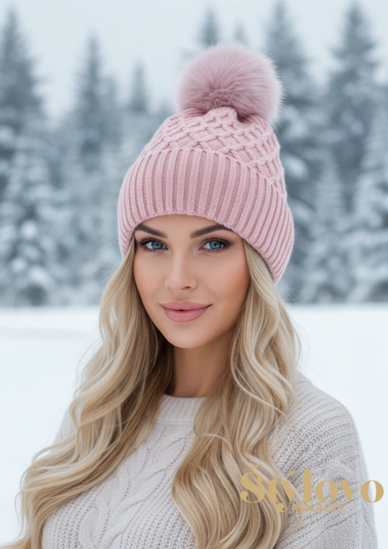Dámska zimná čiapka ružová.