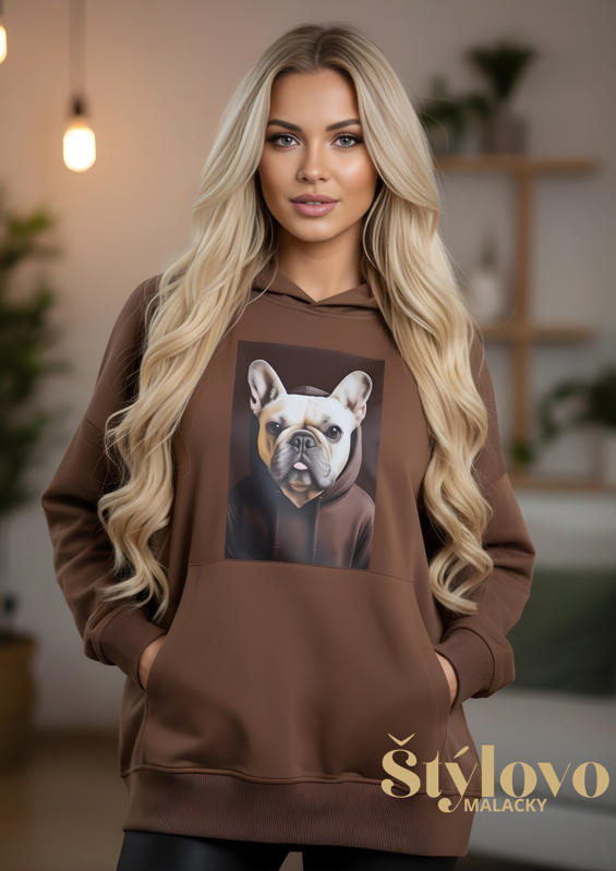 Megi Collection mikina buldoček čokoládová.